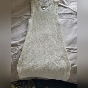 LOFT XSP petite ivory tunic length sleeveless sweater